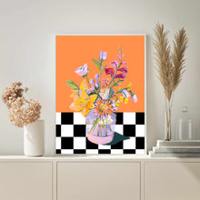 Load image into Gallery viewer, Floral Checkered Orange | Wall Art