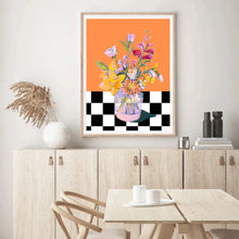 Load image into Gallery viewer, Floral Checkered Orange | Wall Art