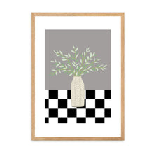 Load image into Gallery viewer, Floral Checkered Grey | Wall Art