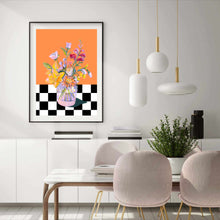Load image into Gallery viewer, Floral Checkered Orange | Wall Art