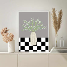 Load image into Gallery viewer, Floral Checkered Grey | Wall Art