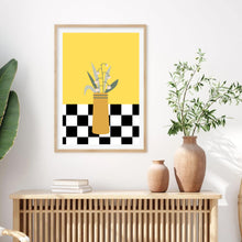 Load image into Gallery viewer, Floral Checkered Yellow | Wall Art