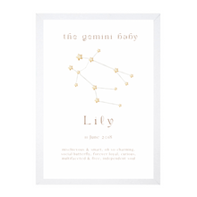 Load image into Gallery viewer, Personalised The Gemini Baby Constellation
