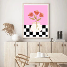Load image into Gallery viewer, Floral Checkered Pink | Wall Art
