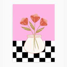 Load image into Gallery viewer, Floral Checkered Pink | Wall Art
