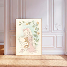 Load image into Gallery viewer, Vintage Girl & Teddy Bear | Wall Art Print
