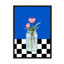 Load image into Gallery viewer, Floral Checkered Blue | Wall Art