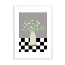 Load image into Gallery viewer, Floral Checkered Grey | Wall Art