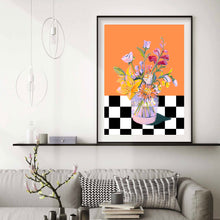 Load image into Gallery viewer, Floral Checkered Orange | Wall Art