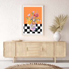 Load image into Gallery viewer, Floral Checkered Orange | Wall Art