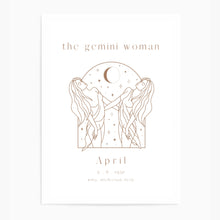 Load image into Gallery viewer, Personalised 'The Gemini Woman' Zodiac