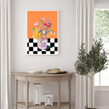 Load image into Gallery viewer, Floral Checkered Orange | Wall Art