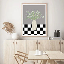 Load image into Gallery viewer, Floral Checkered Grey | Wall Art