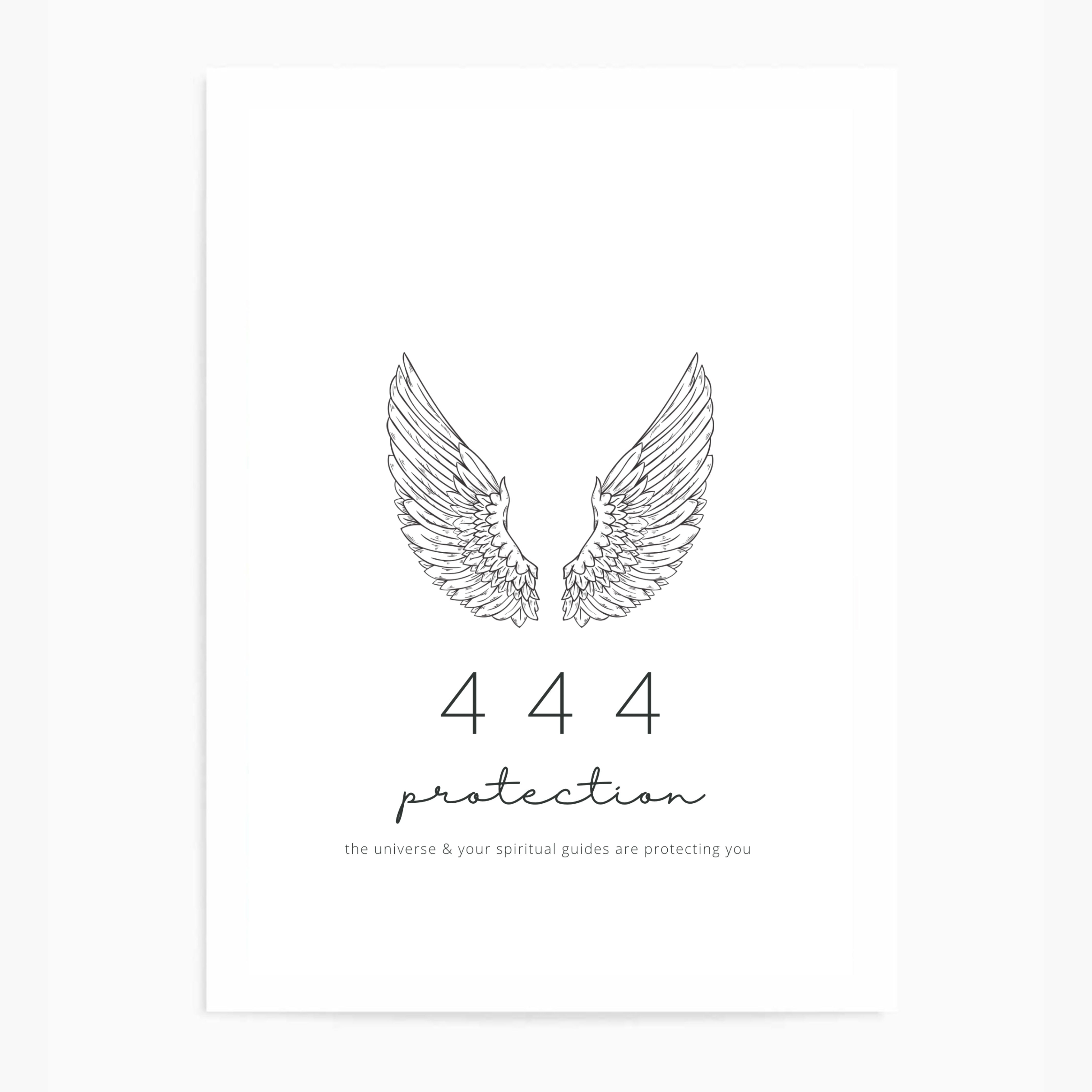 444 Tattoo with Angel Wings: Divine Protection