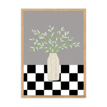 Load image into Gallery viewer, Floral Checkered Grey | Wall Art