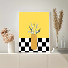 Load image into Gallery viewer, Floral Checkered Yellow | Wall Art