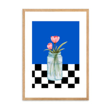 Load image into Gallery viewer, Floral Checkered Blue | Wall Art