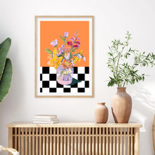 Load image into Gallery viewer, Floral Checkered Orange | Wall Art