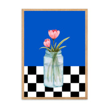 Load image into Gallery viewer, Floral Checkered Blue | Wall Art