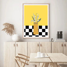 Load image into Gallery viewer, Floral Checkered Yellow | Wall Art