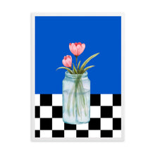 Load image into Gallery viewer, Floral Checkered Blue | Wall Art