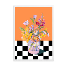 Load image into Gallery viewer, Floral Checkered Orange | Wall Art