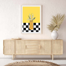 Load image into Gallery viewer, Floral Checkered Yellow | Wall Art