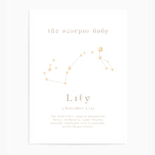 Load image into Gallery viewer, Personalised The Scorpio Baby Constellation