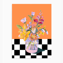 Load image into Gallery viewer, Floral Checkered Orange | Wall Art