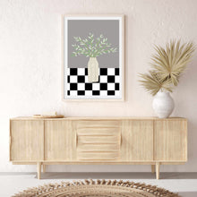 Load image into Gallery viewer, Floral Checkered Grey | Wall Art