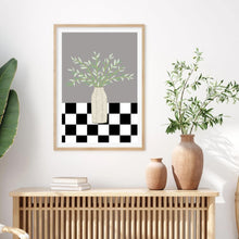 Load image into Gallery viewer, Floral Checkered Grey | Wall Art