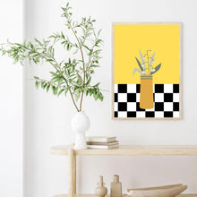 Load image into Gallery viewer, Floral Checkered Yellow | Wall Art