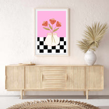 Load image into Gallery viewer, Floral Checkered Pink | Wall Art