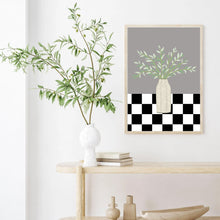 Load image into Gallery viewer, Floral Checkered Grey | Wall Art