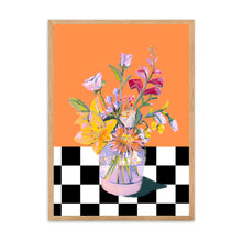 Load image into Gallery viewer, Floral Checkered Orange | Wall Art