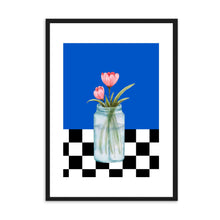 Load image into Gallery viewer, Floral Checkered Blue | Wall Art