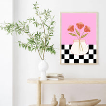 Load image into Gallery viewer, Floral Checkered Pink | Wall Art