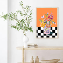 Load image into Gallery viewer, Floral Checkered Orange | Wall Art