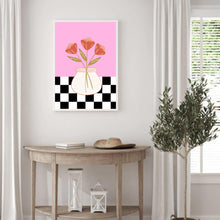 Load image into Gallery viewer, Floral Checkered Pink | Wall Art