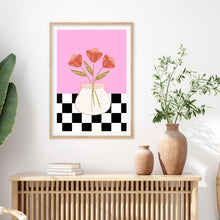 Load image into Gallery viewer, Floral Checkered Pink | Wall Art