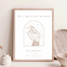 Load image into Gallery viewer, Personalised 'The Capricorn Woman' Zodiac