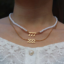 Load image into Gallery viewer, Angel Number Pearl Gold Necklaces