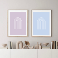 Load image into Gallery viewer, Boho Arch Blue & Mauve Set of 2