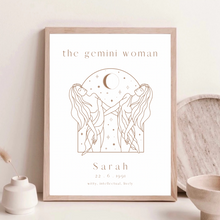 Load image into Gallery viewer, Personalised 'The Gemini Woman' Zodiac