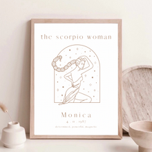 Load image into Gallery viewer, Personalised 'The Scorpio Woman' Zodiac