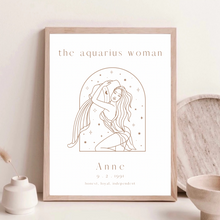 Load image into Gallery viewer, Personalised 'The Aquarius Woman' Zodiac