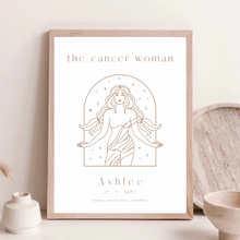 Load image into Gallery viewer, Personalised 'The Cancer Woman' Zodiac