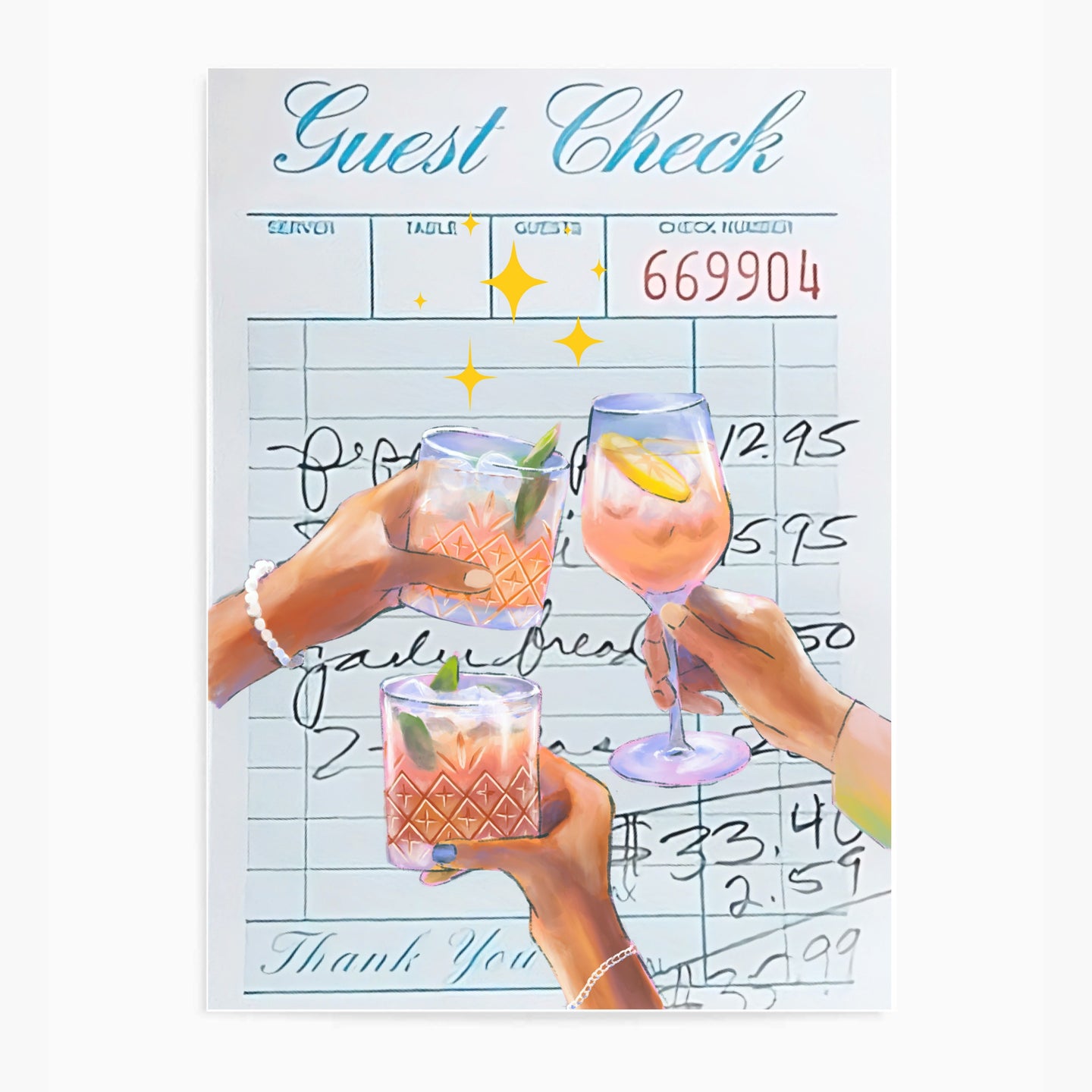 Guest Check Cheers Blue | Wall Art