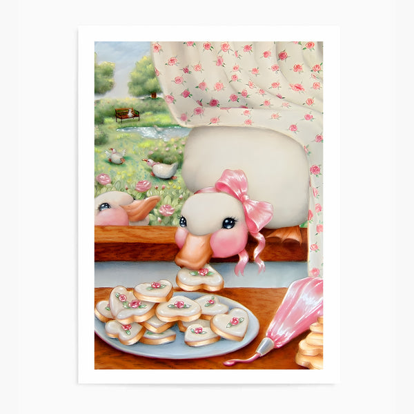 Vintage Duck & Cookies | Wall Art Print