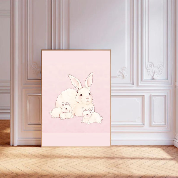 Coquette White Bunnies | Wall Art Print